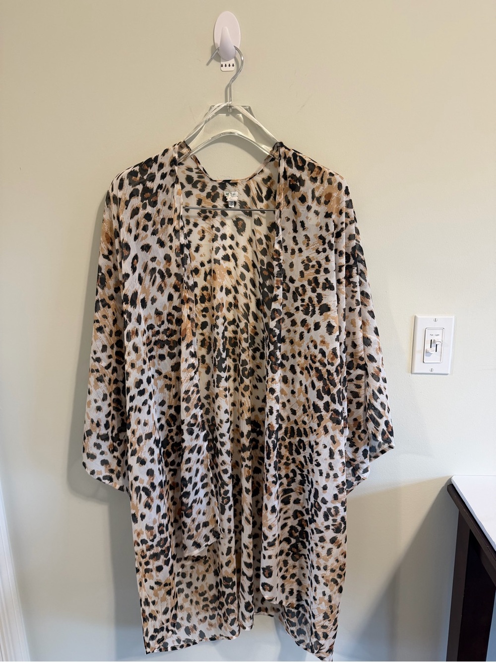 aerie Leopard-Print Open Cardigan - Beige, Black